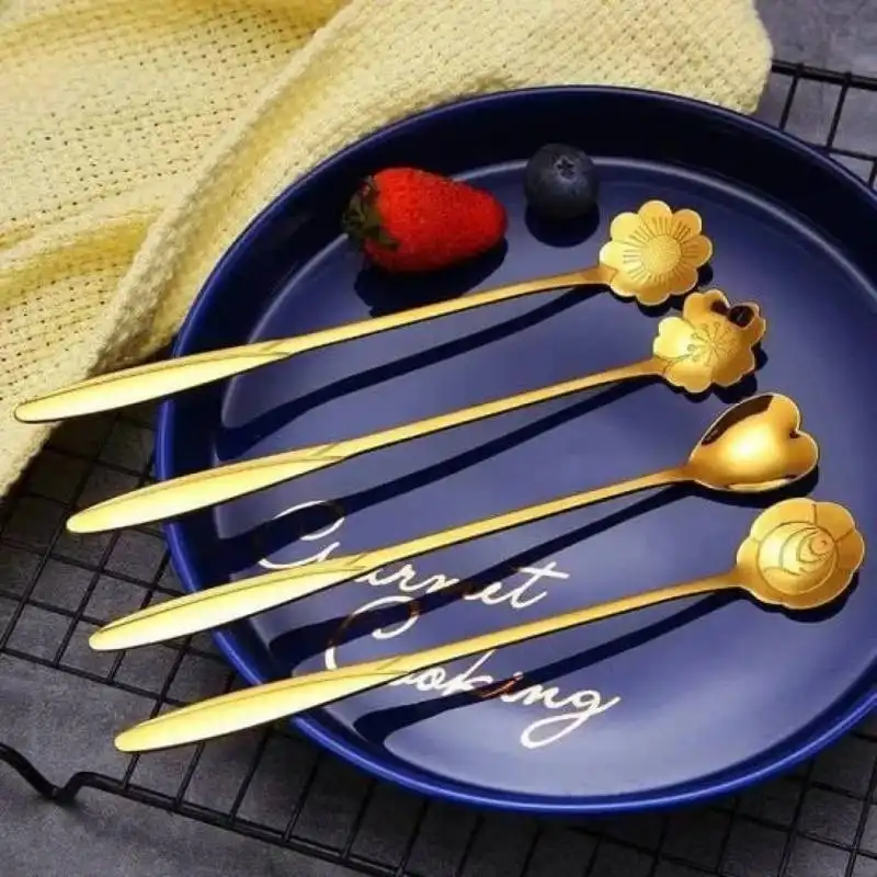 BhukTeji -1-4-pcs-Golden-Spoon-Set-bhukteji - S508 4 pcs Golden Spoon Set Kitchenware-BhukTeji - Image 1
